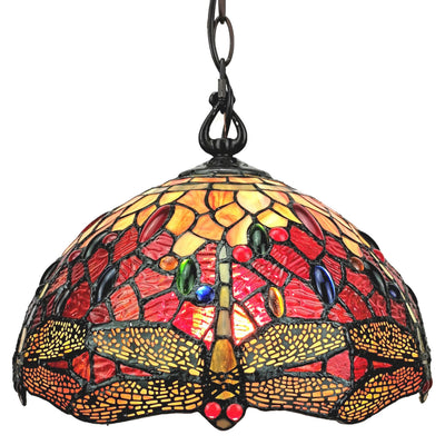 Amora Lighting AM1034HL14B Tiffany Style Dragonfly Hanging Lamp 2 light