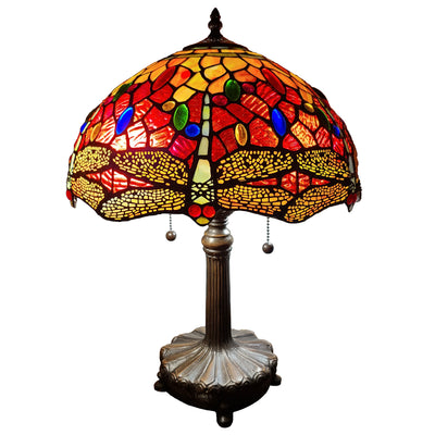 Amora Lighting AM1035TL14B Tiffany Style Dragonfly Table Lamp 2 light