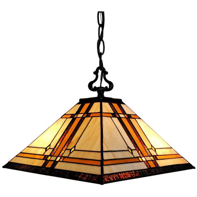 Amora Lighting AM1053HL14B Tiffany Style Mission 2-light Hanging Lamp
