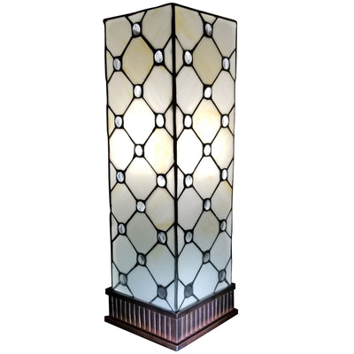 Amora Lighting AM105TL06B Tiffany Style Table Lamp White JEWEL 18 In