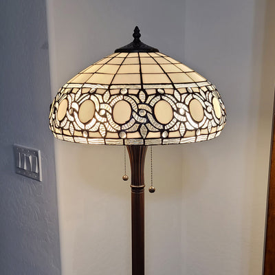 Amora Lighting AM232FL16B Tiffany Style Floral White Floor Lamp 62 In High