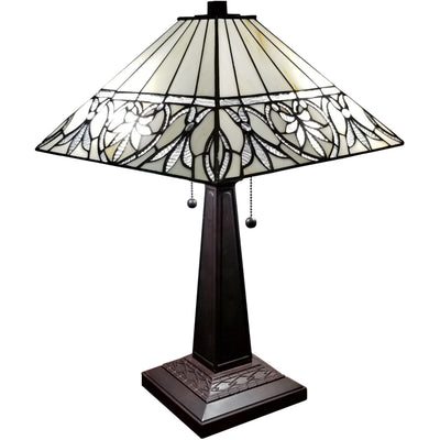 Amora Lighting AM303TL14B Tiffany Style White Floral Mission Table Lamp 22 Inches Tall