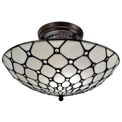 Amora Lighting AM030CL17B Tiffany Style Ceiling Fixture Lamp 17 In Wide