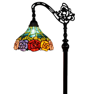 Amora Lighting AM035FL12B Tiffany Style 62-inch Roses Reading Floor Lamp