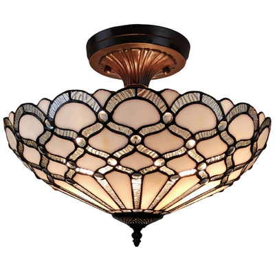 Amora Lighting AM108CL17B Tiffany Style Ceiling Fixture Lamp 17 In Wide