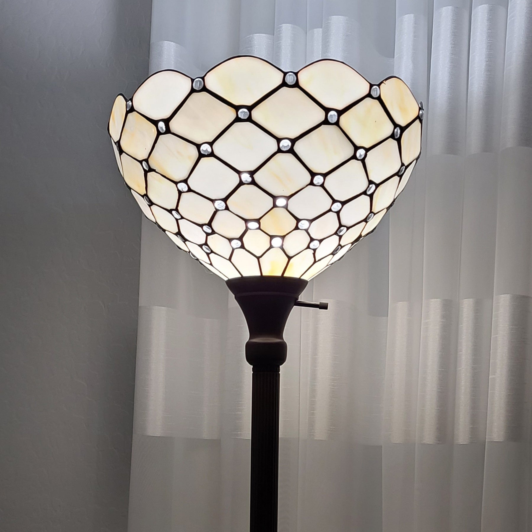 Amora Lighting AM1119FL14B Tiffany Style Floor Torchiere Lamp, 72-Inch