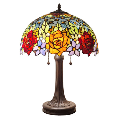 Amora Lighting AM1534TL16B Tiffany Style Roses Table Lamp 23 In
