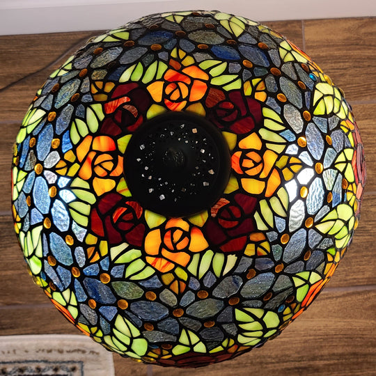 Amora Lighting AM1534TL16B Tiffany Style Roses Table Lamp 23 In