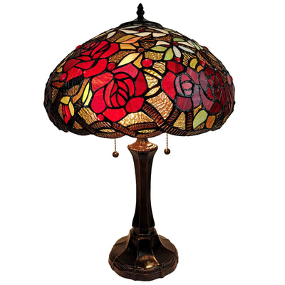 Amora Lighting AM1535TL16B Tiffany Style Red Roses Table Lamp 24 In