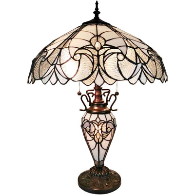 Amora Lighting AM203TL18B Tiffany Style Floral White Double Lit Table Lamp 23 Inches Height