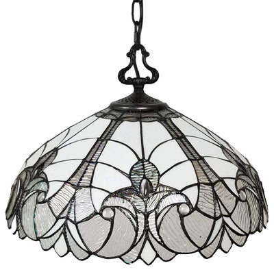 Amora Lighting AM206HL18B Tiffany Style Floral White Hanging Lamp 18 In Wide