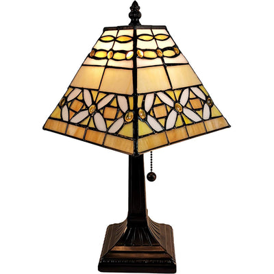 Amora Lighting Tiffany Style AM207TL08B Mission Jeweled Table Lamp 8 Inches Wide
