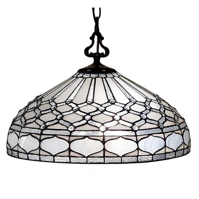 Amora Lighting AM221HL18B Tiffany Style Royal White Hanging Lamp 18 In Wide