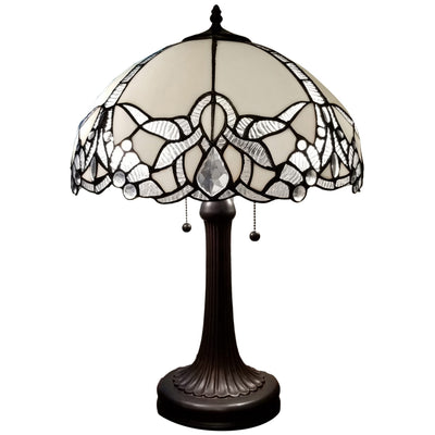 Amora Lighting AM241TL16B Tiffany Style Jeweled White Table Lamp 24 In High