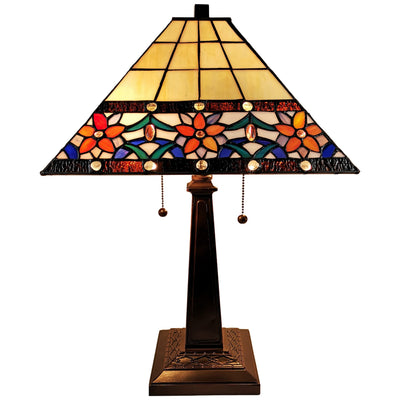 Amora Lighting AM242TL14B Tiffany Style Floral Mission Table Lamp 23 In High