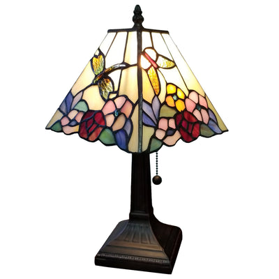 Amora Lighting Tiffany Style AM248TL08B Floral Mission Style Table Lamp 8 Inches Wide