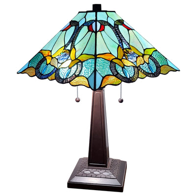 Amora Lighting AM254TL14B Tiffany Style Floral Mission Table Lamp 23 In High