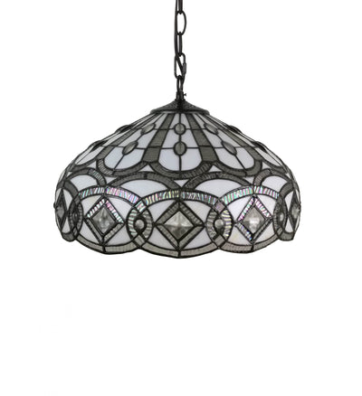 Amora Lighting AM295HL16B Tiffany Style White Hanging Lamp 16 Inches Wide