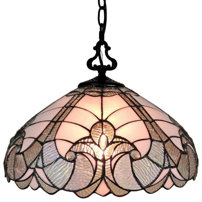 Amora Lighting AM297HL16B Tiffany Style White Hanging Lamp 16 Inches Wide