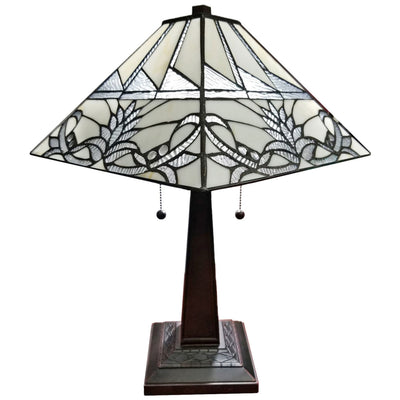 Amora Lighting AM312TL14B Tiffany Style White Mission Table Lamp 22 Inches Tall