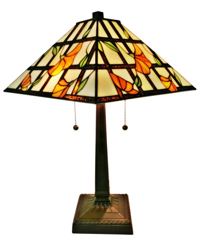 Amora Lighting AM218TL14 Tiffany Style Floral Mission Table Lamp 21 In High